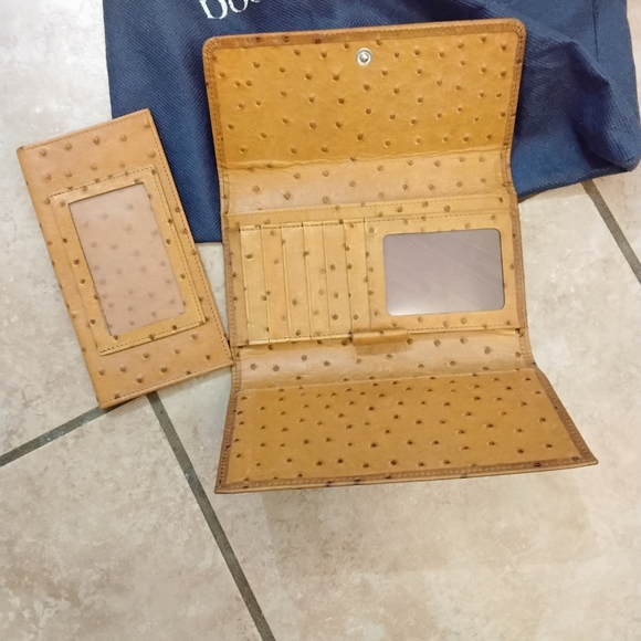 Dooney Bourke Vintage Ostrich w Bamboo Handles extra shoulder strap w/Wallet - Picture 5 of 8